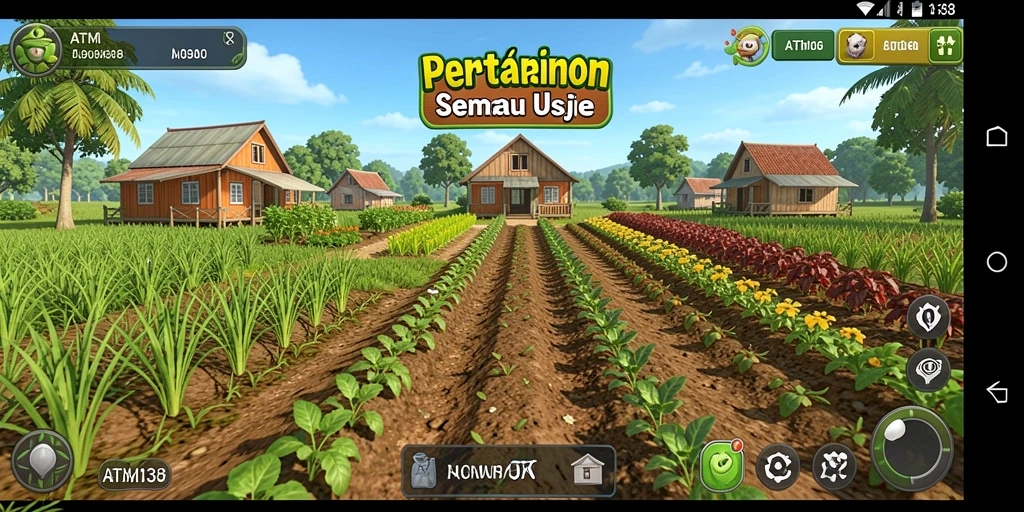 Screenshot utama ATM138 menampilkan gameplay seru dan interaktif di dunia pertanian.