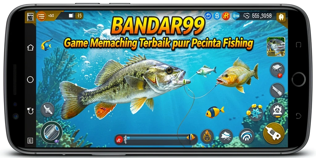 Tampilan gameplay seru dari BANDAR99 saat memancing ikan.