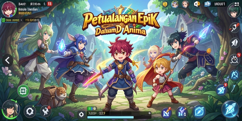 Tangkapan layar gameplay BARU01 yang menunjukkan aksi seru di dunia anime.