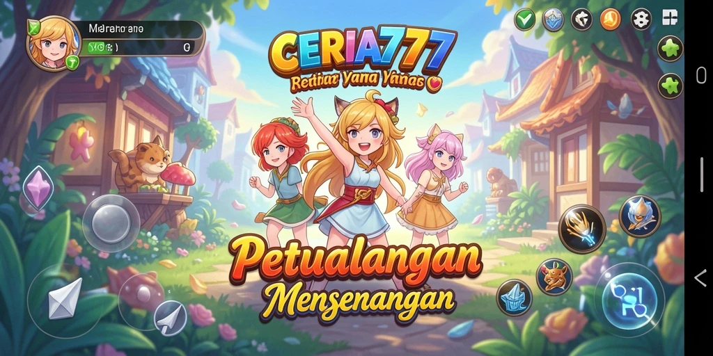 Screenshot utama CERIA777 menampilkan karakter anime dalam aksi.