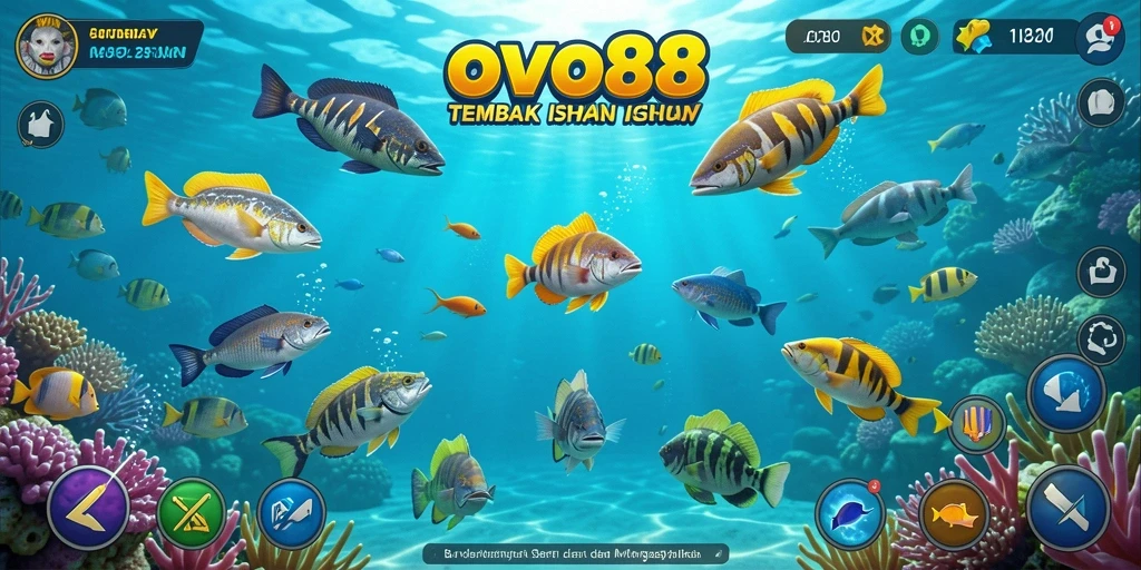 Gameplay seru OVO88 dengan berbagai ikan untuk ditembak.