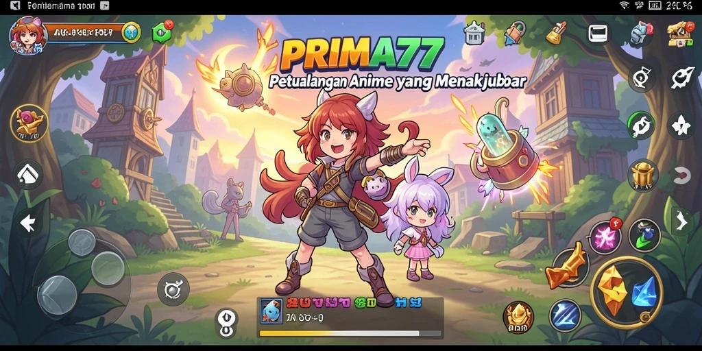 Tampilan menakjubkan dari gameplay anime dalam PRIMA77.