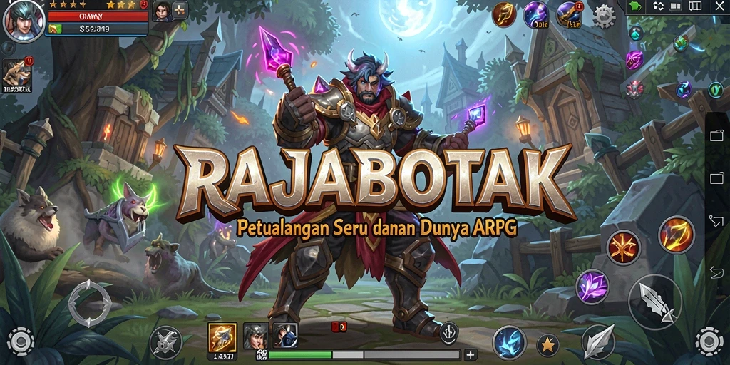 Tangkapan layar utama RAJABOTAK menunjukkan aksi seru dalam pertarungan ARPG.