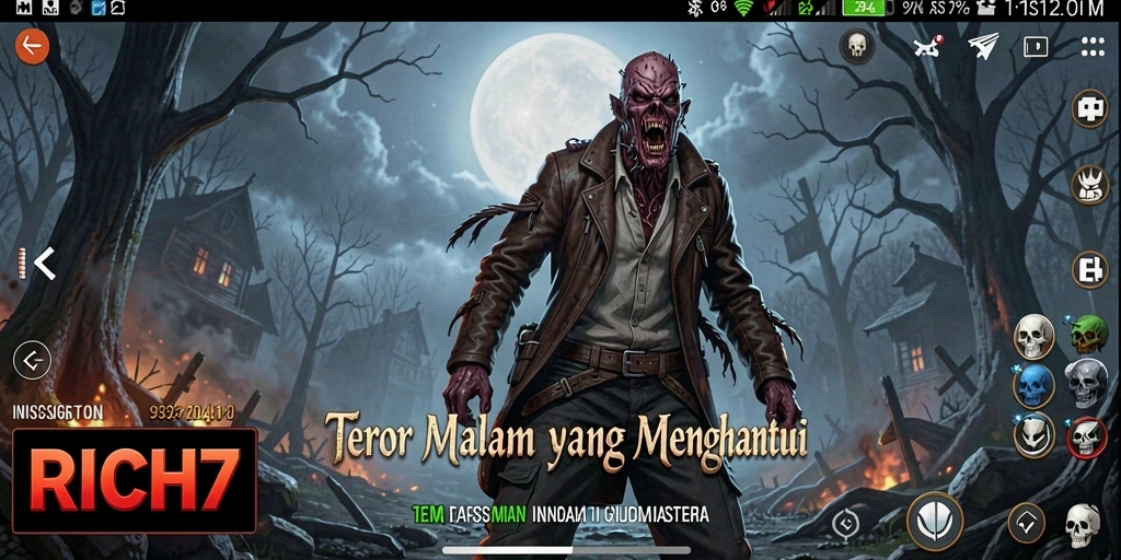 Screenshot menegangkan dari gameplay RICH7 yang menyeramkan.