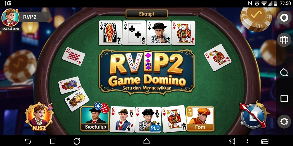 Tampilan permainan Domino yang seru dan interaktif di RVIP2.