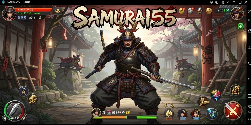 Tangkapan layar dari gameplay <strong>SAMURAI555</strong> yang menampilkan aksi samurai dalam dunia terbuka.