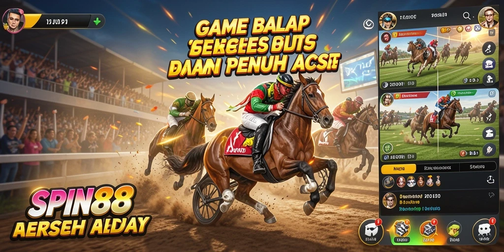Tampilan gameplay SPIN88 menampilkan mobil balap melaju cepat di sirkuit.