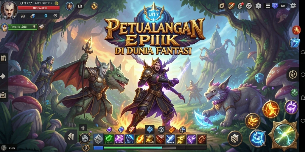 Tampilan gameplay UH77 yang menampilkan aksi petualangan RPG.