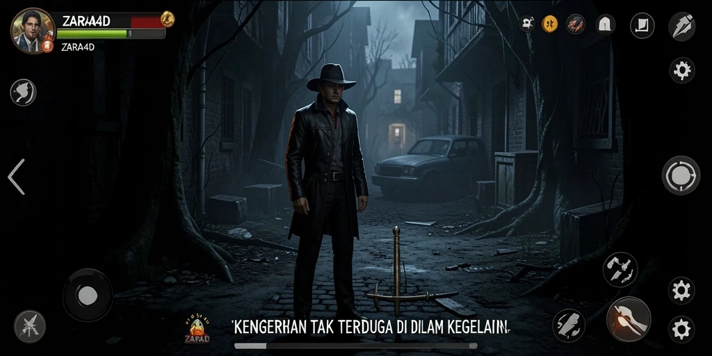 Screenshot gameplay ZARA4D menampilkan suasana Horror yang menegangkan.