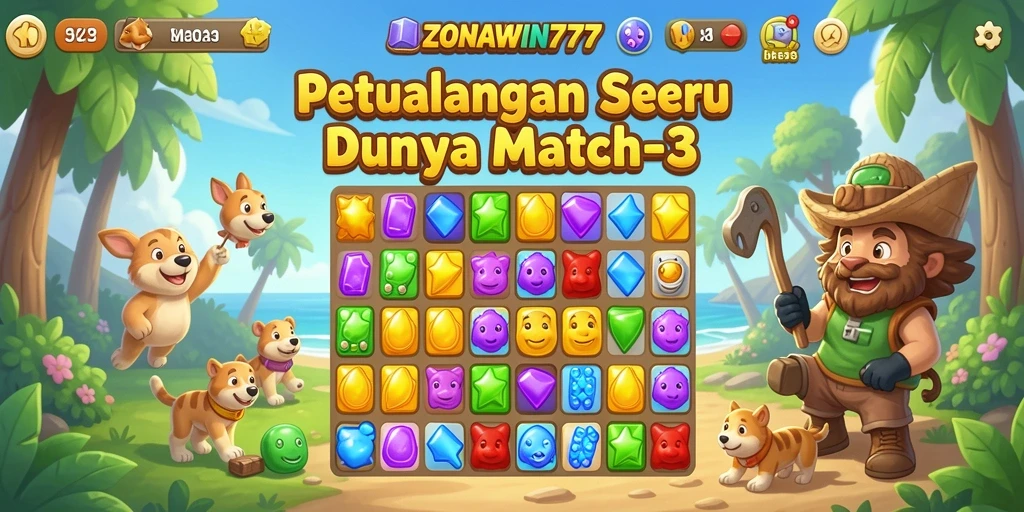Tampilan gameplay ZONAWIN777 yang menarik dalam tantangan Match-3.